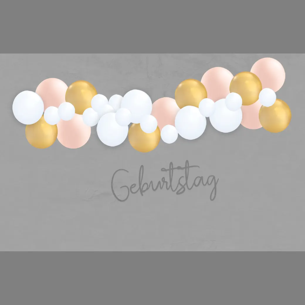 Elegantes Ballon-Girlanden-Set zum Geburtstag mit Champagner-Motiv – die perfekte Dekoration für stilvolle Geburtstagsfeiern mit einem Hauch Glamour.