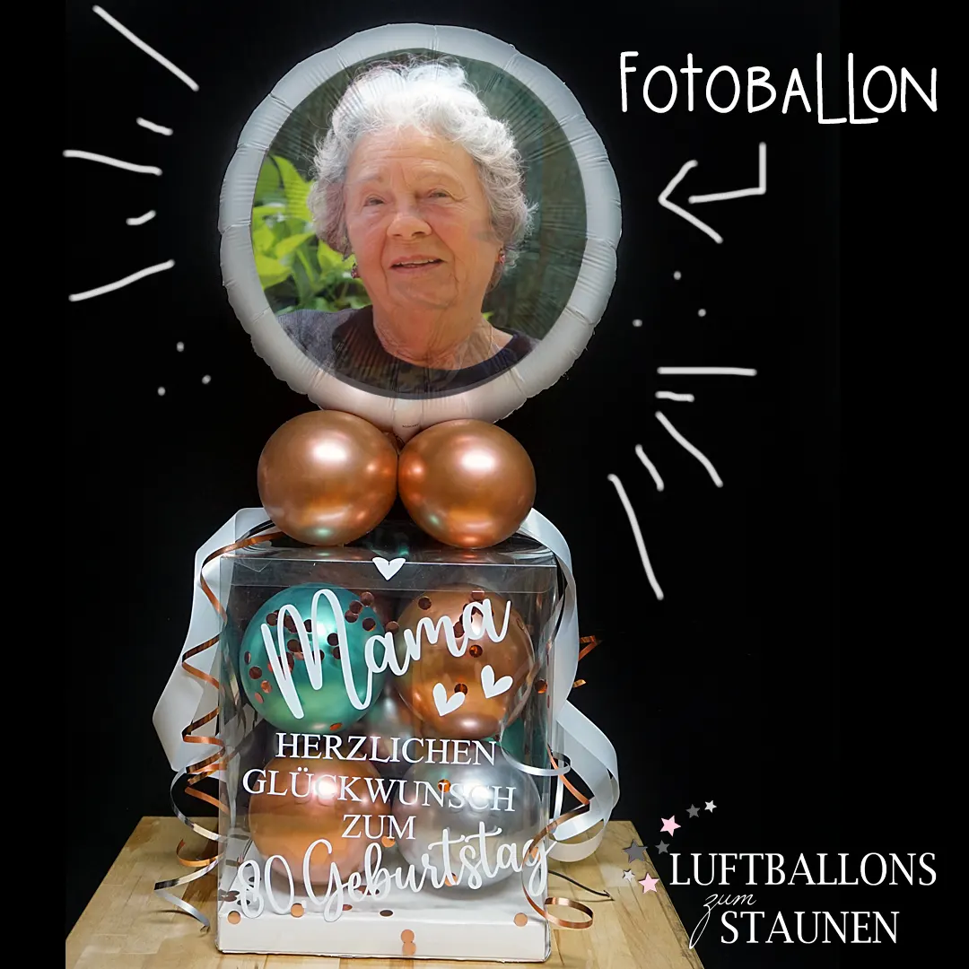 Kreative Ballon-Geschenk-Box mit personalisiertem Fotoballon