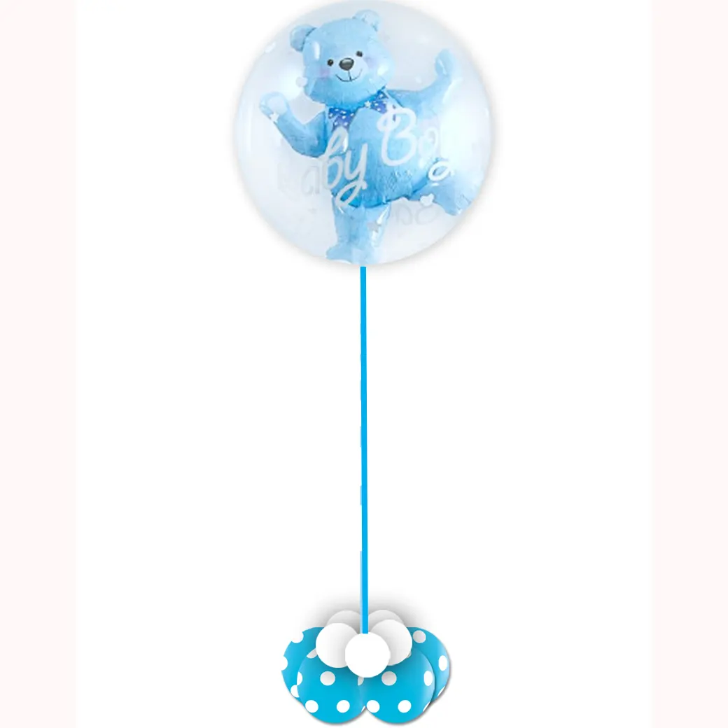 Süßer Bubble-Ballon mit einem 3D-Bären-Design für Jungen, perfekt als Geschenk zur Geburt oder zum Babyshower.