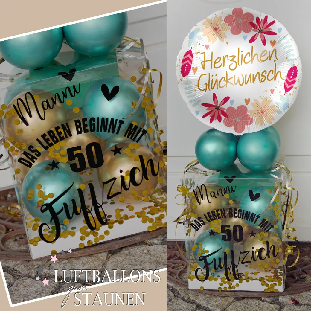 Personalisierte Ballon-Geschenk-Box für Geburtstage