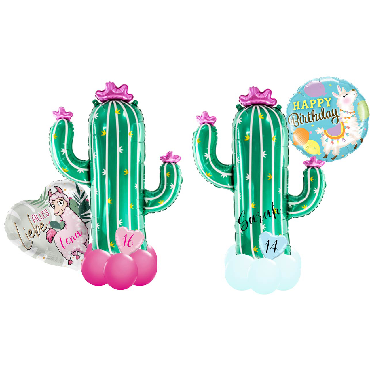 XXL - Luftballon - Kaktus mit Lama "Happy Birthday"