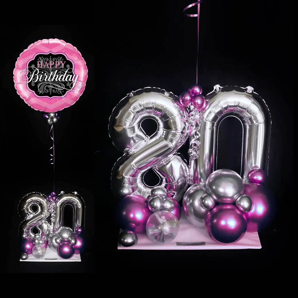 Luftballon - Geld - Arrangement Happy Birthday mit Zahl im Organic-Style