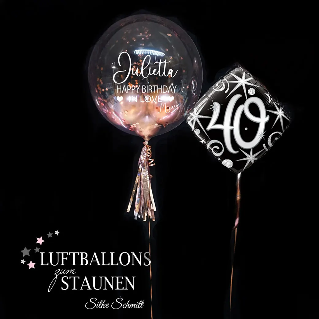 Ballon-Geschenk mit tollem Glanz, Zahl/Alter und Deinem Wunschtext