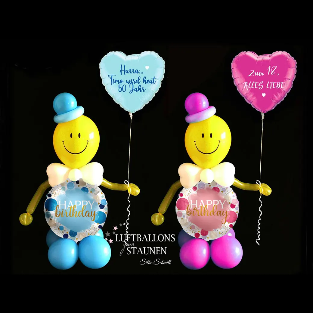 Happy Birthday Luftballon-Smiley mit Wunschtext