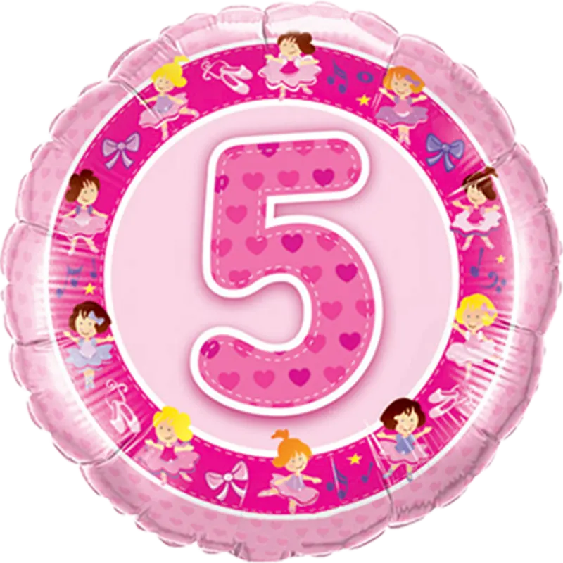 Geburtstag-Zahl: 5 Ballerina pink
