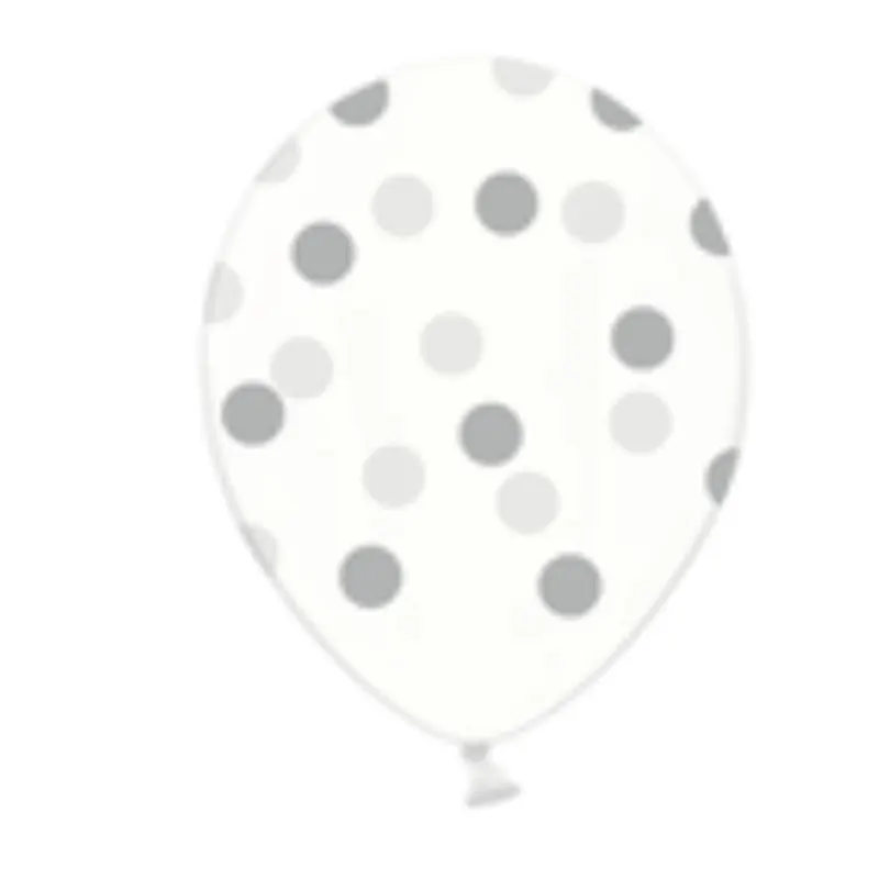 Latex-Ballon clear bedruckt im Konfetti-Style silber