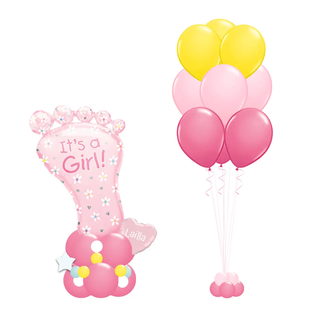 Ballon-Arrangement Mädchen oder Junge mit XXL - Babyfuß