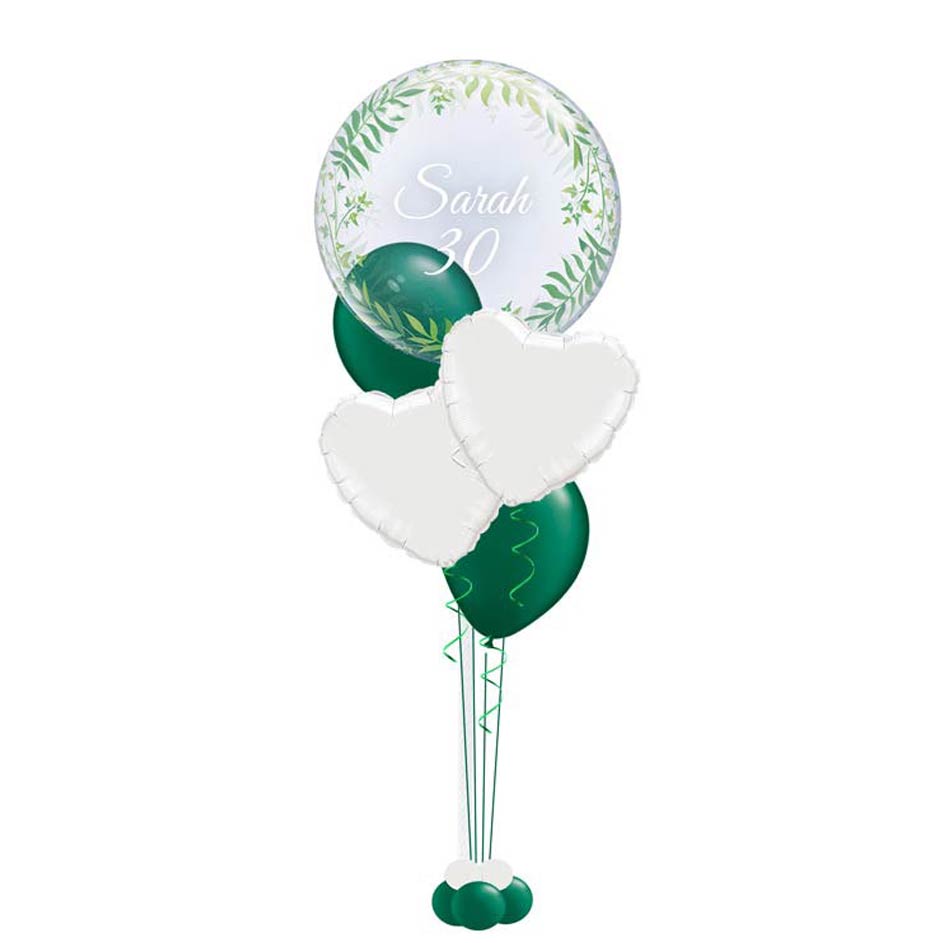  Ein elegantes Bubble-Bouquet in der Ausführung "Greenery" mit stilvollen Blättermotiven. Verleihen Sie Ihrem Anlass eine frische und natürliche Note. Das Bouquet wird mit viel Liebe zum Detail gestaltet und kann individuell angepasst werden.