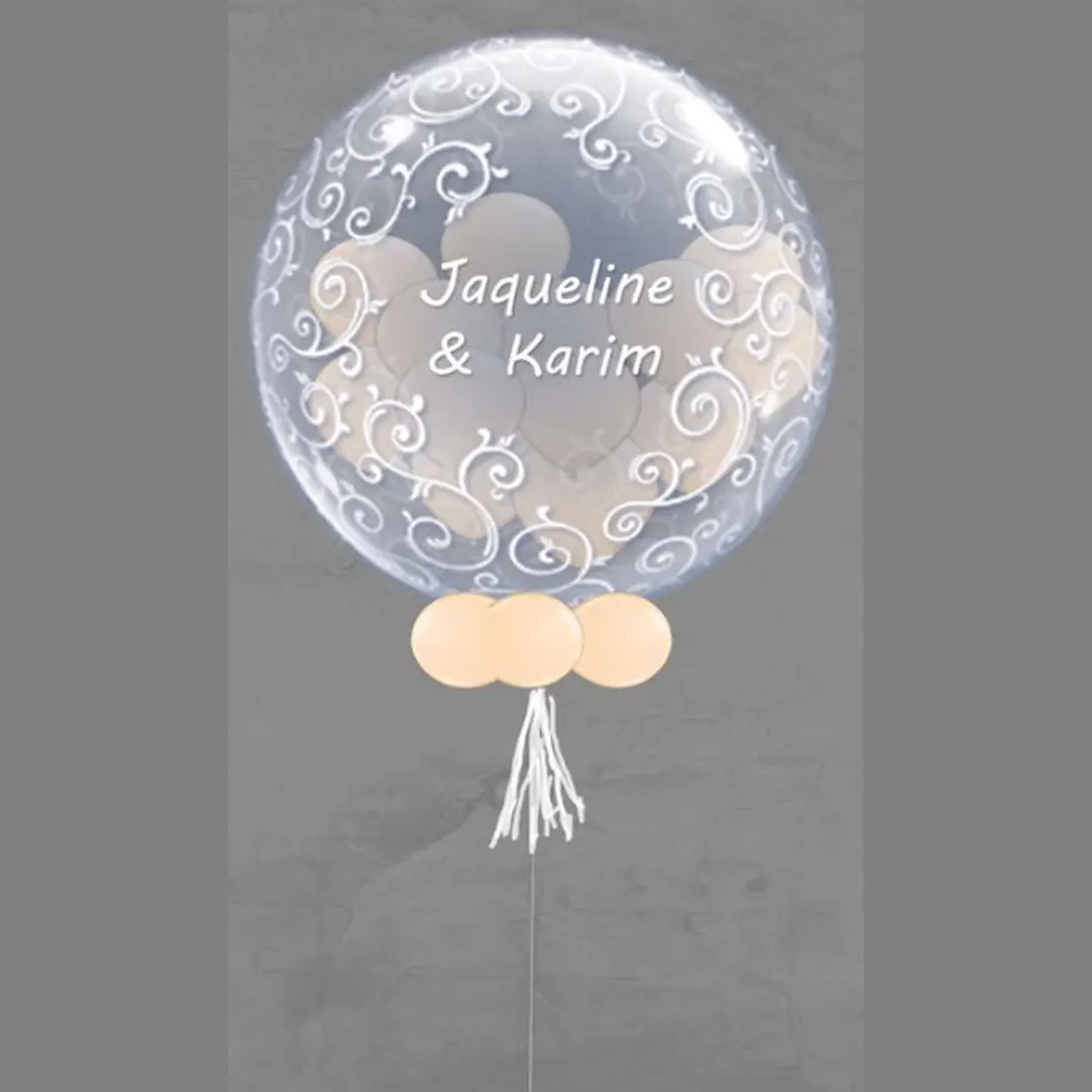 Bubble Geschenk-Luftballon mit Namen des Brautpaars