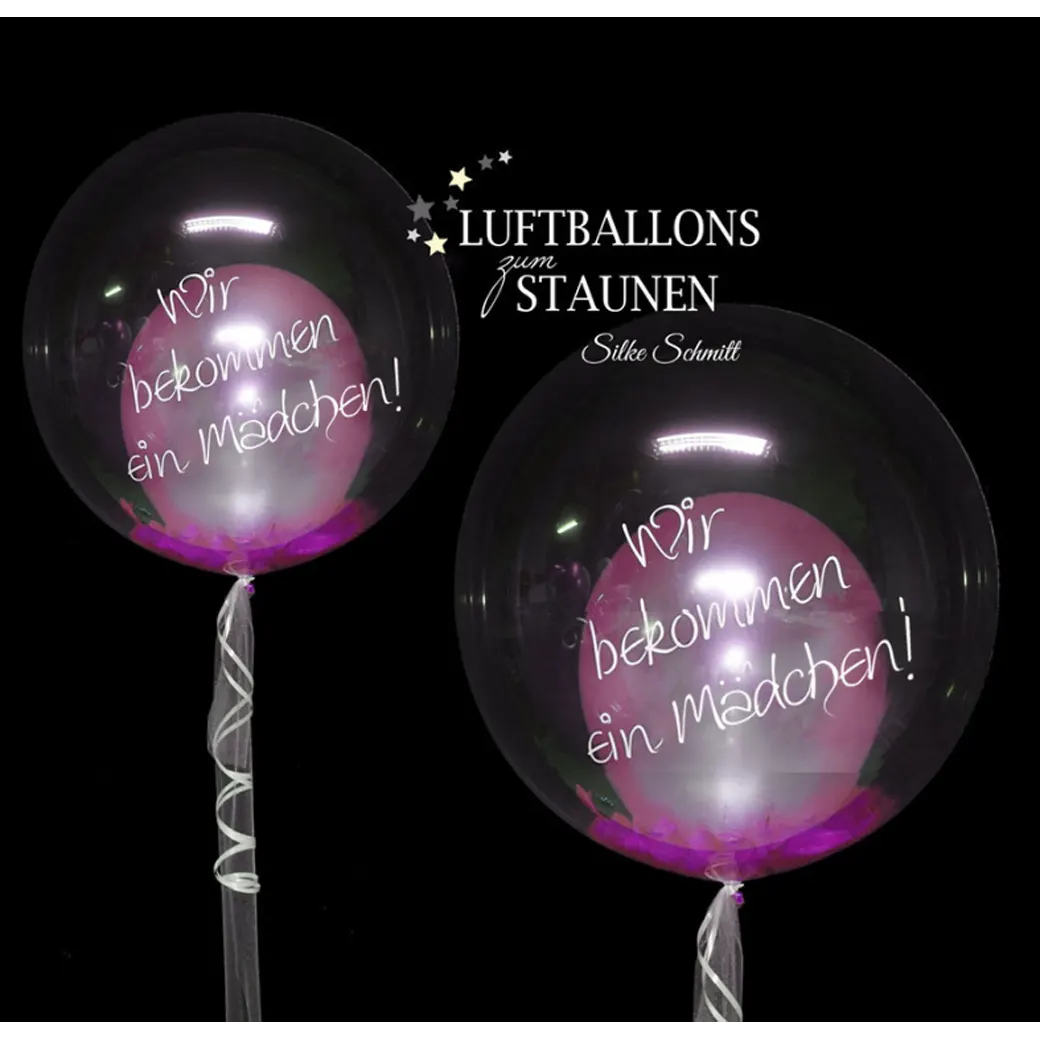 Personalisierter Bubble-Ballon zur Geburt, perfekt als individuelles Geschenk mit dem Namen des Babys.