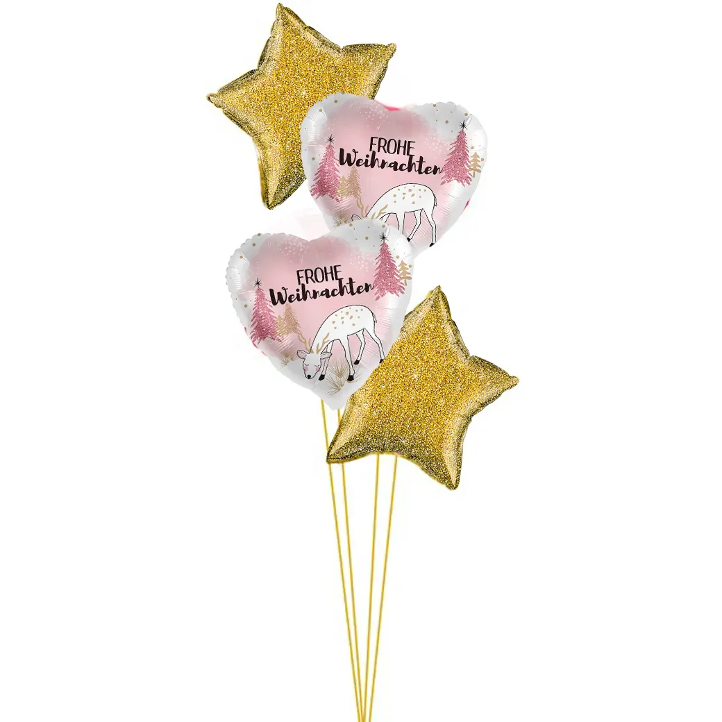 Ballon-Bouquet "Merry Christmas" mit festlichen, weihnachtlichen Ballons, ideal für Dekorationen, Geschenke oder als Highlight auf Weihnachtsfeiern.