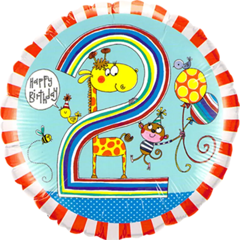 Folienballon Geburtstag-Zahl - Rachel Ellen 2 Giraffe Affe Vogel Biene