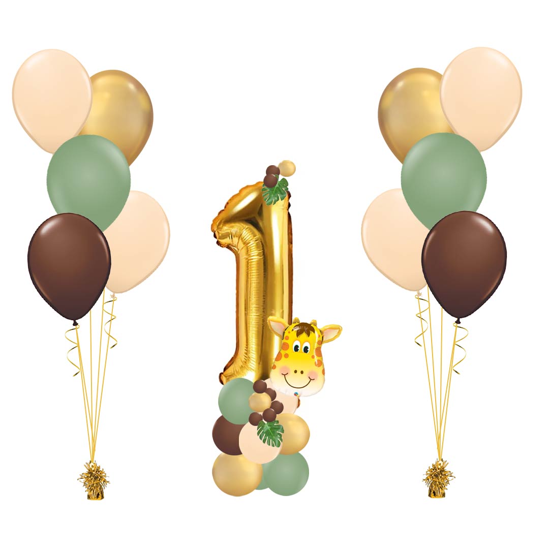 Giraffenfreude: Personalisiertes Ballonarrangement zum 1. Geburtstag
