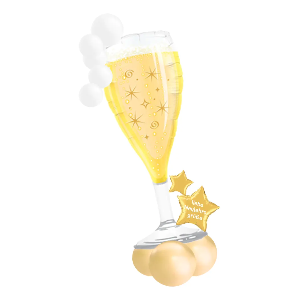 Ballongruß XXL Champagner-Glas "liebe Neujahrsgrüße"