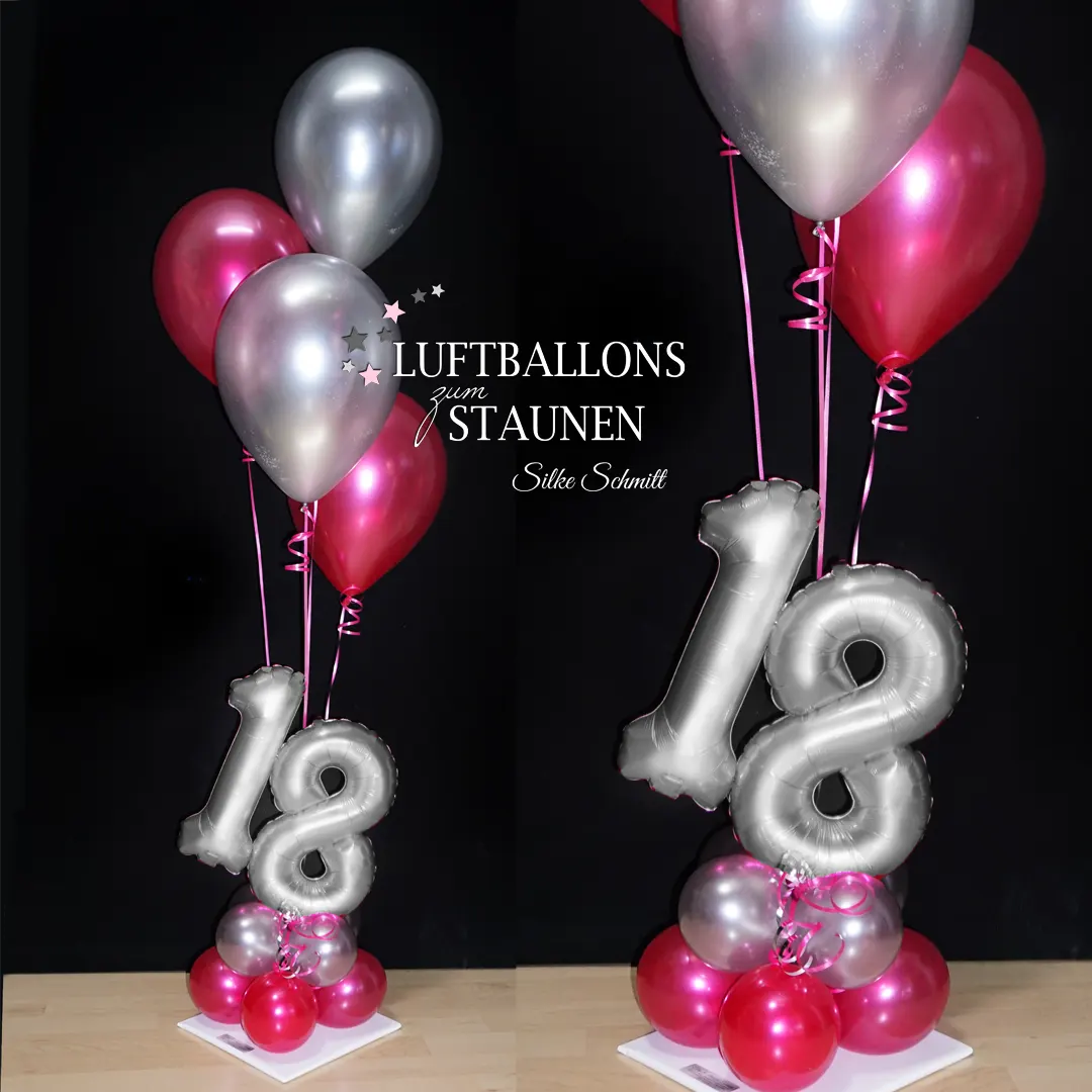 Geburtstagszahl mit Helium-Bouquet