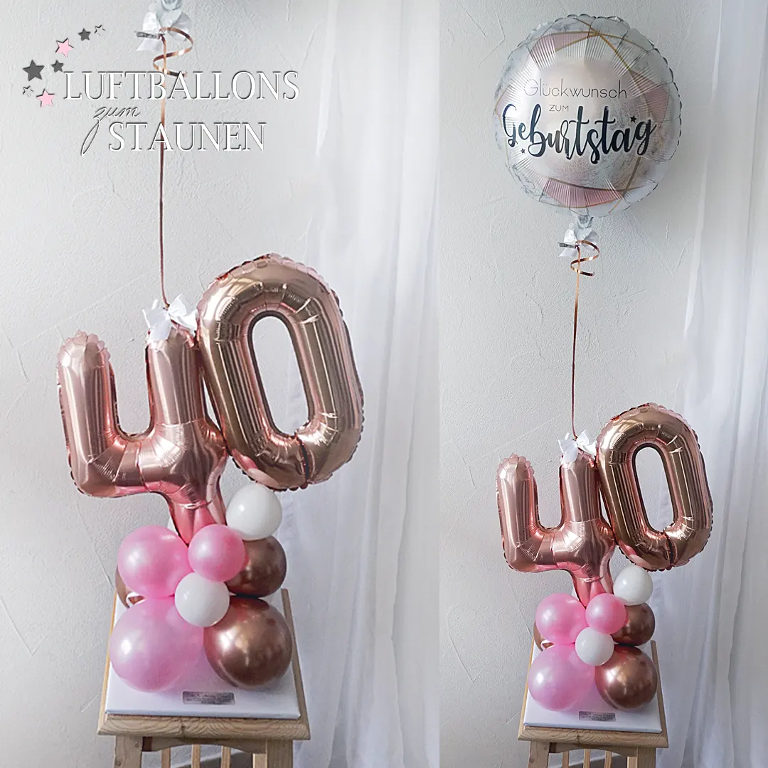 Ballongeschennk mit Geburtstagszahl und Heliumballon