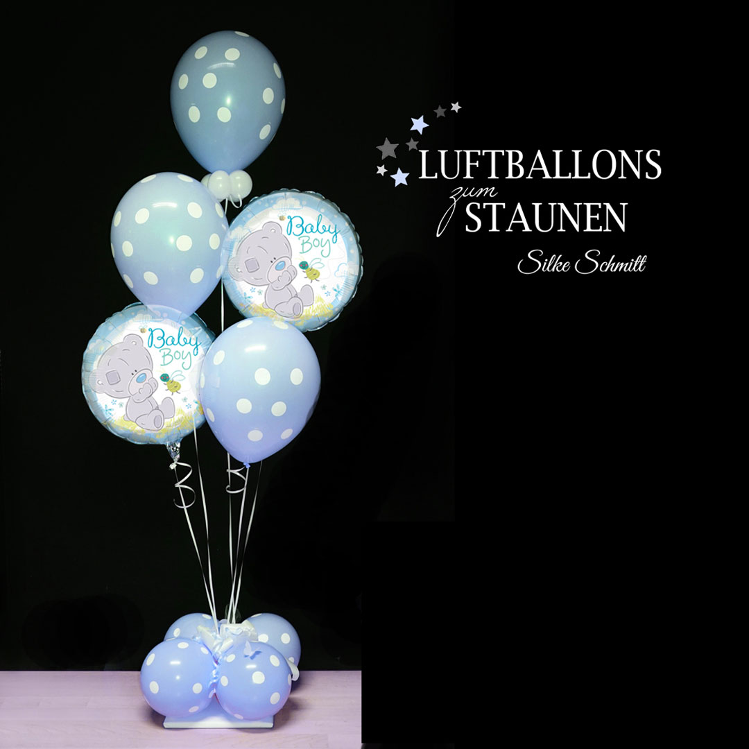 Zuckersüßes Ballon-Geschenk zur Geburt Junge mit TATTY-TEDDY