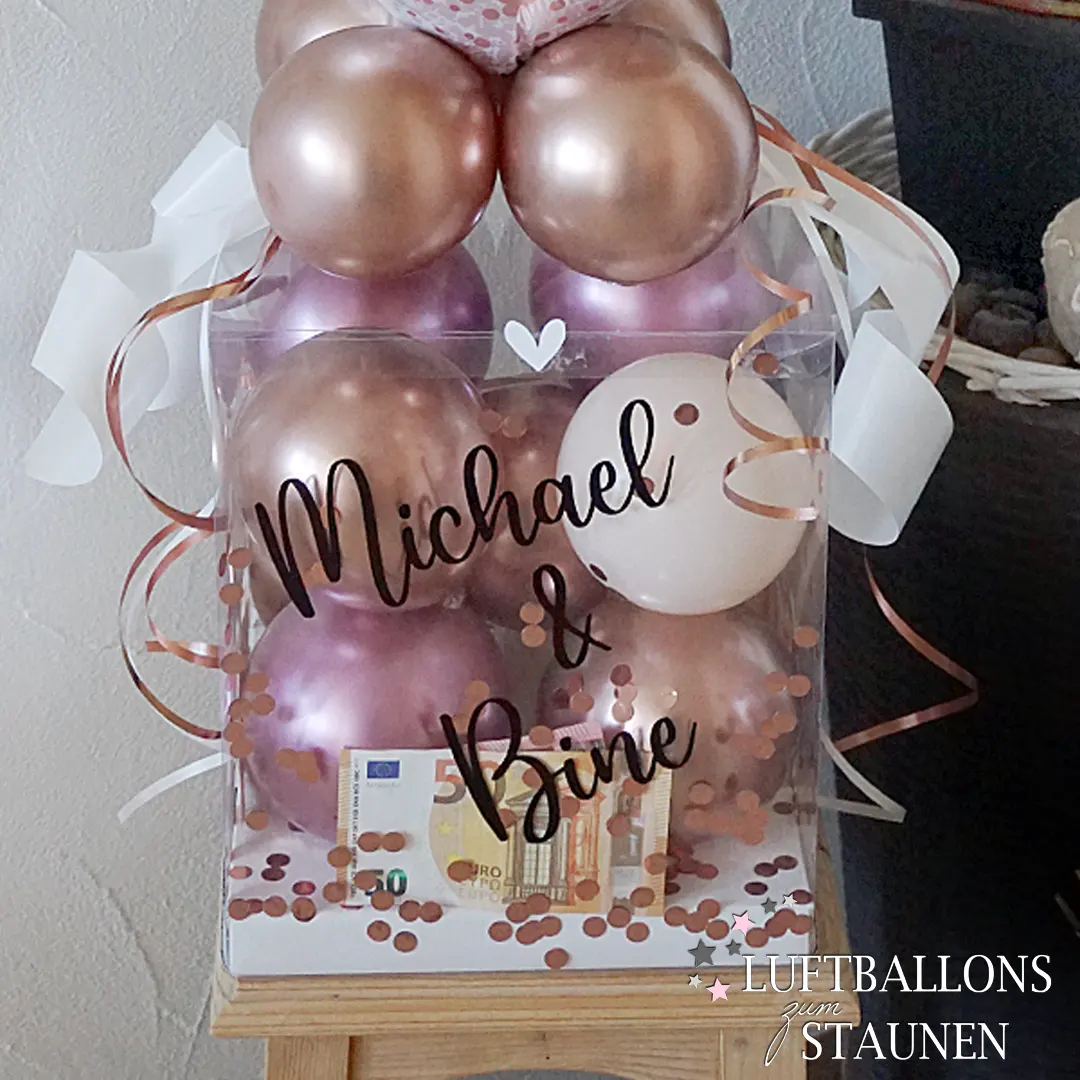 Personalisierte Ballonbox für Hochzeitsfeiern