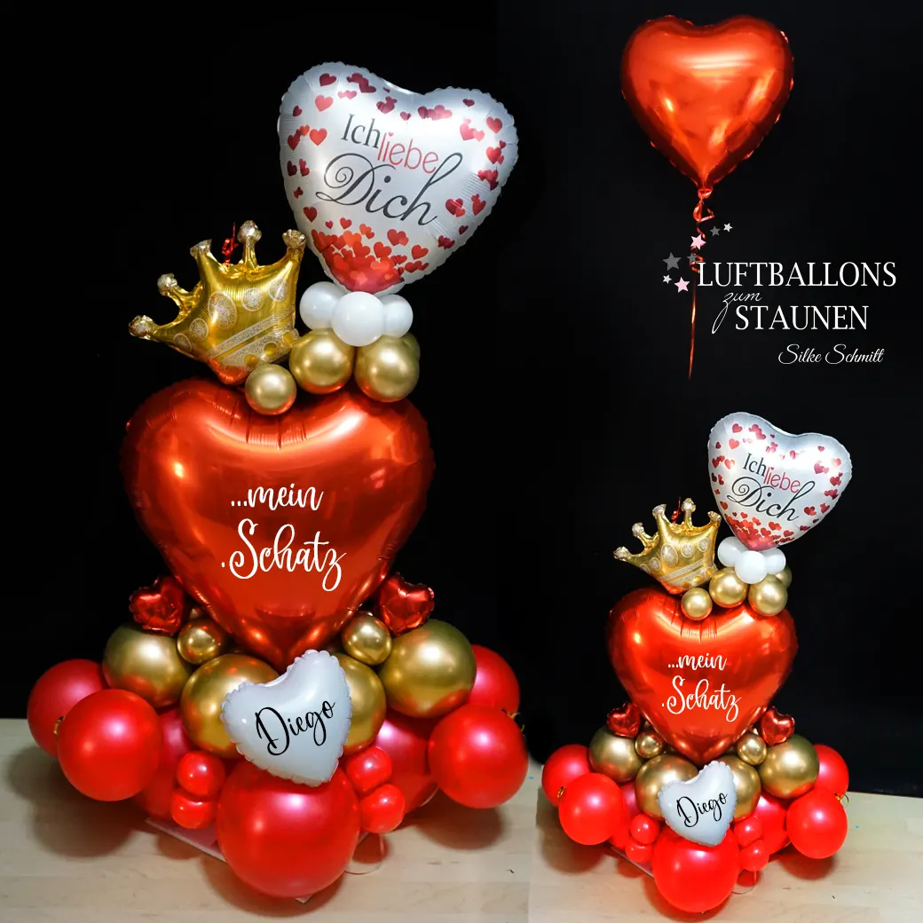 Luftballon Liebesbeweis mit XL-Herz - Ich liebe Dich