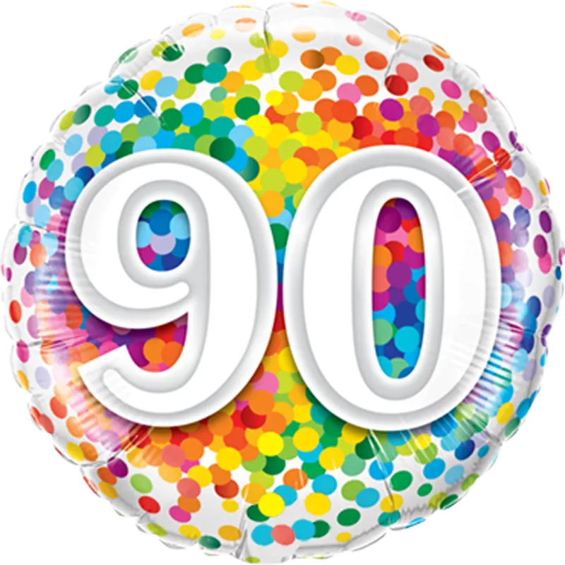 Folienballon Geburtstag - 90 Rainbow Confetti