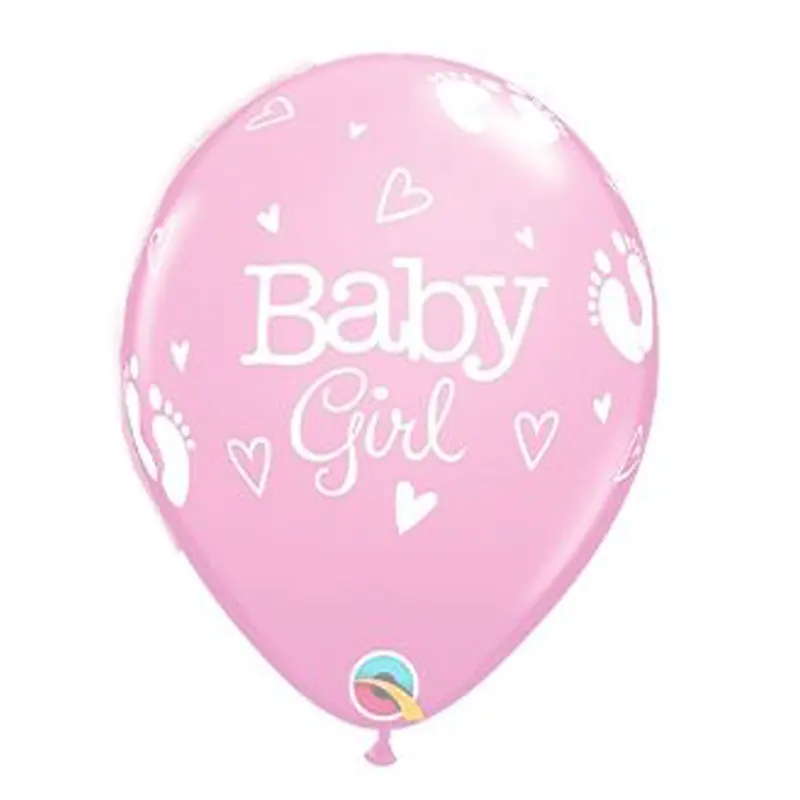 Runder Latexballon (27 cm) mit süßen Baby-Fußabdrücken in Rosa – ideal für Baby-Shower-Partys, Babypartys oder die Begrüßung eines neuen Mädchens. Bringt liebevolle Akzente in jede Feier!