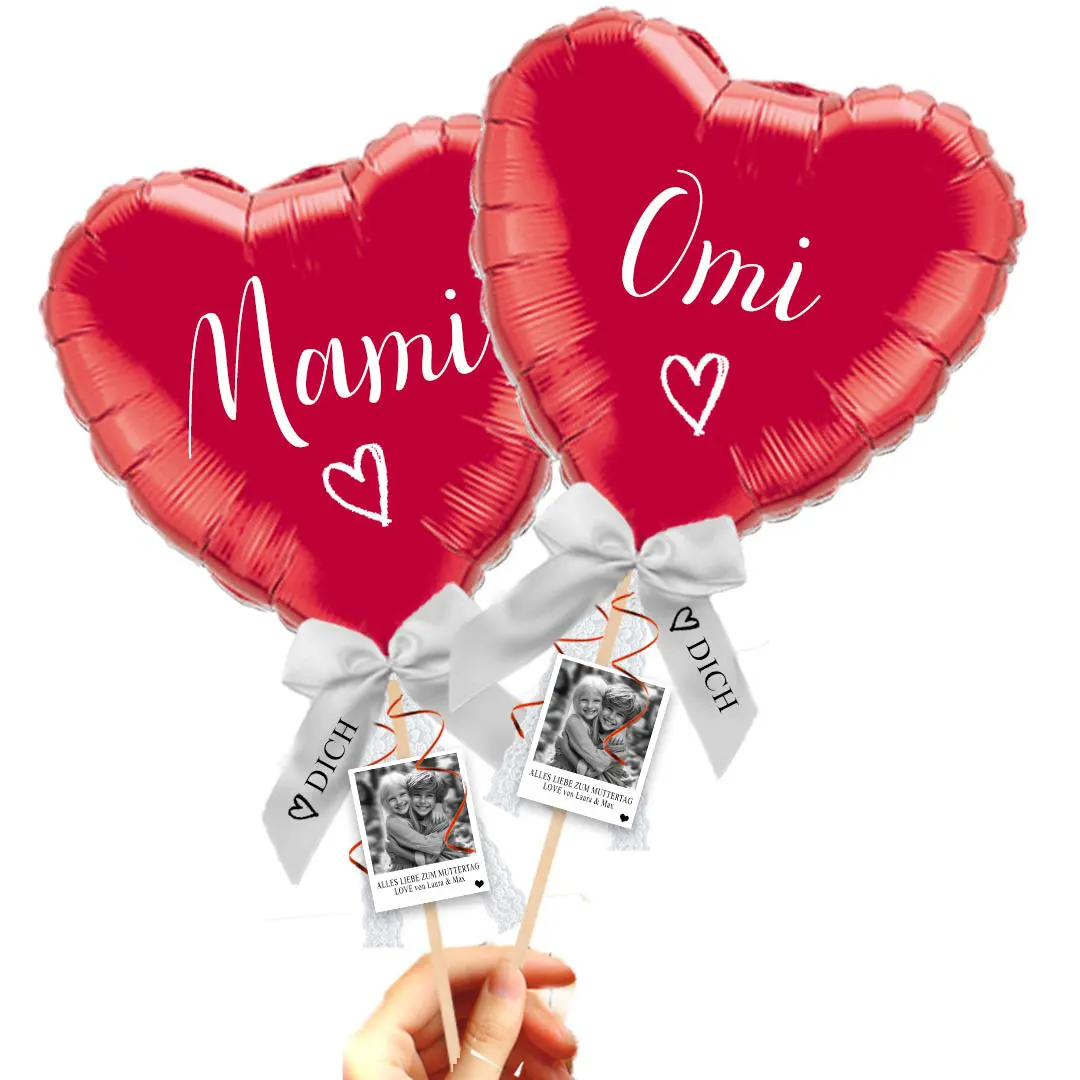 Herzballon „Mama & Omi“ – Dein persönlicher Muttertagsgruß mit Foto