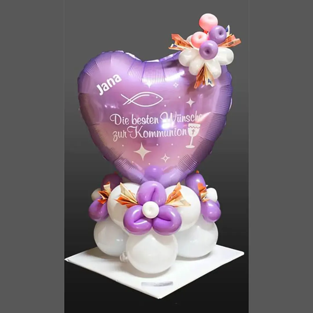 Geschenkballon mit einem Geldgeschenk, ideal für besondere Feierlichkeiten wie Kommunion, Firmung oder Jugendweihe. Ein dekorativer und festlicher Ballon, der das Geldgeschenk stilvoll präsentiert.