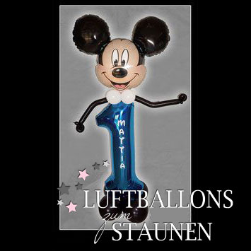 große Luftballon-Geburtstags-Zahl 1 Mickey / Minnie