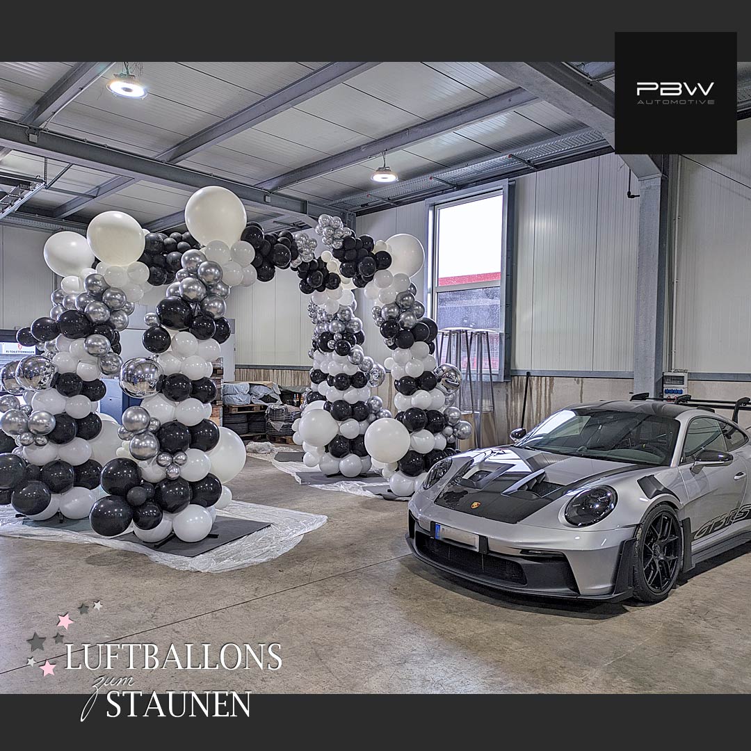 Ballondeko zum Firmenfest der Fa. PBW Automotive , offizieller Porsche-Erstausstatter