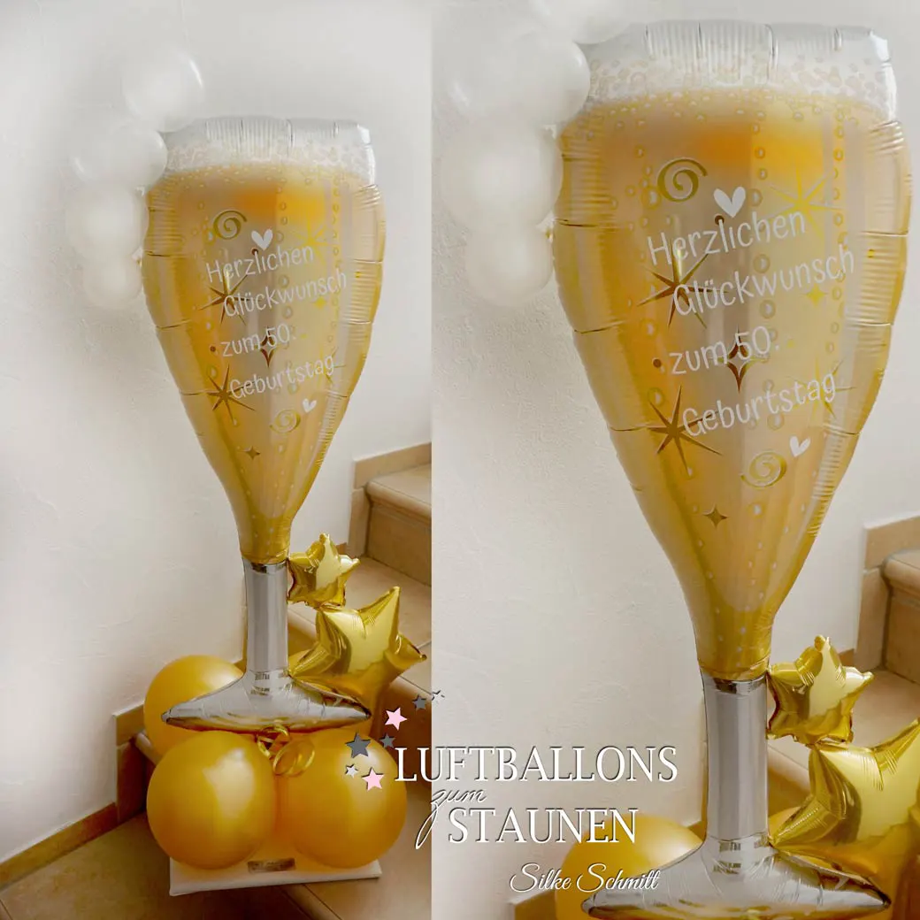 Ballongruß XXL Champagner-Glas