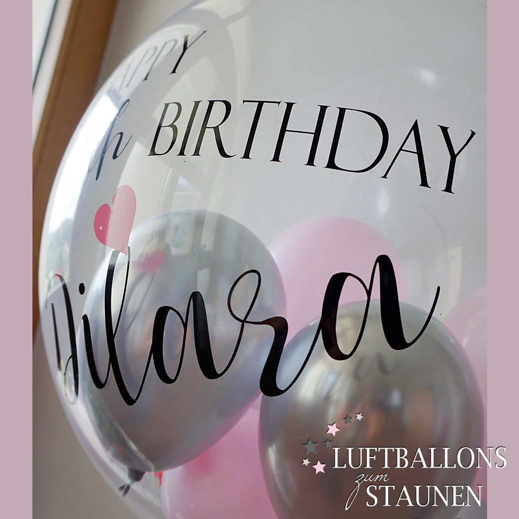 Geschenk-Bubble-Ballon zum Geburtstag rosa