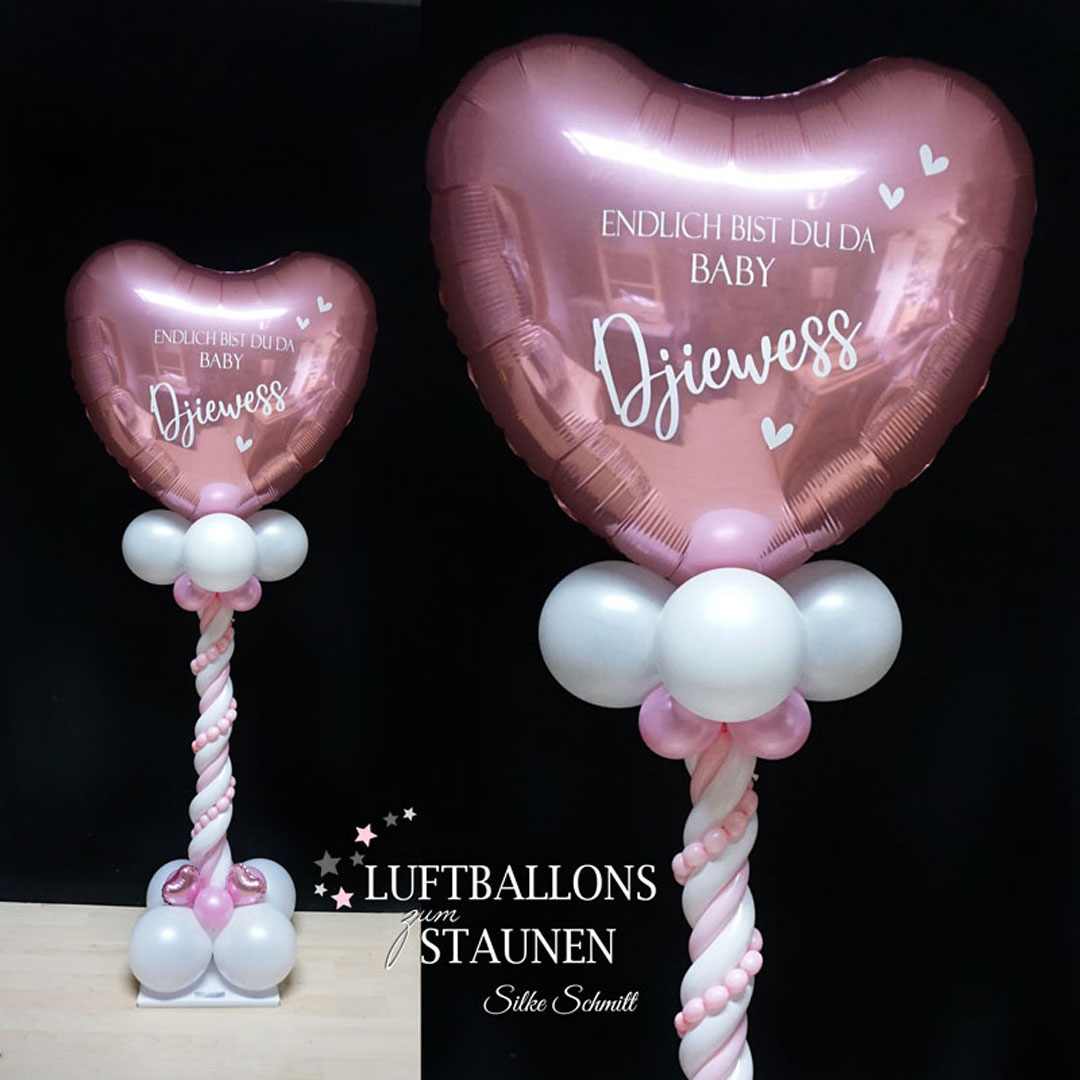 Ballon-Dekoration zur Geburt Mädchen oder Junge mit individueller Beschriftung