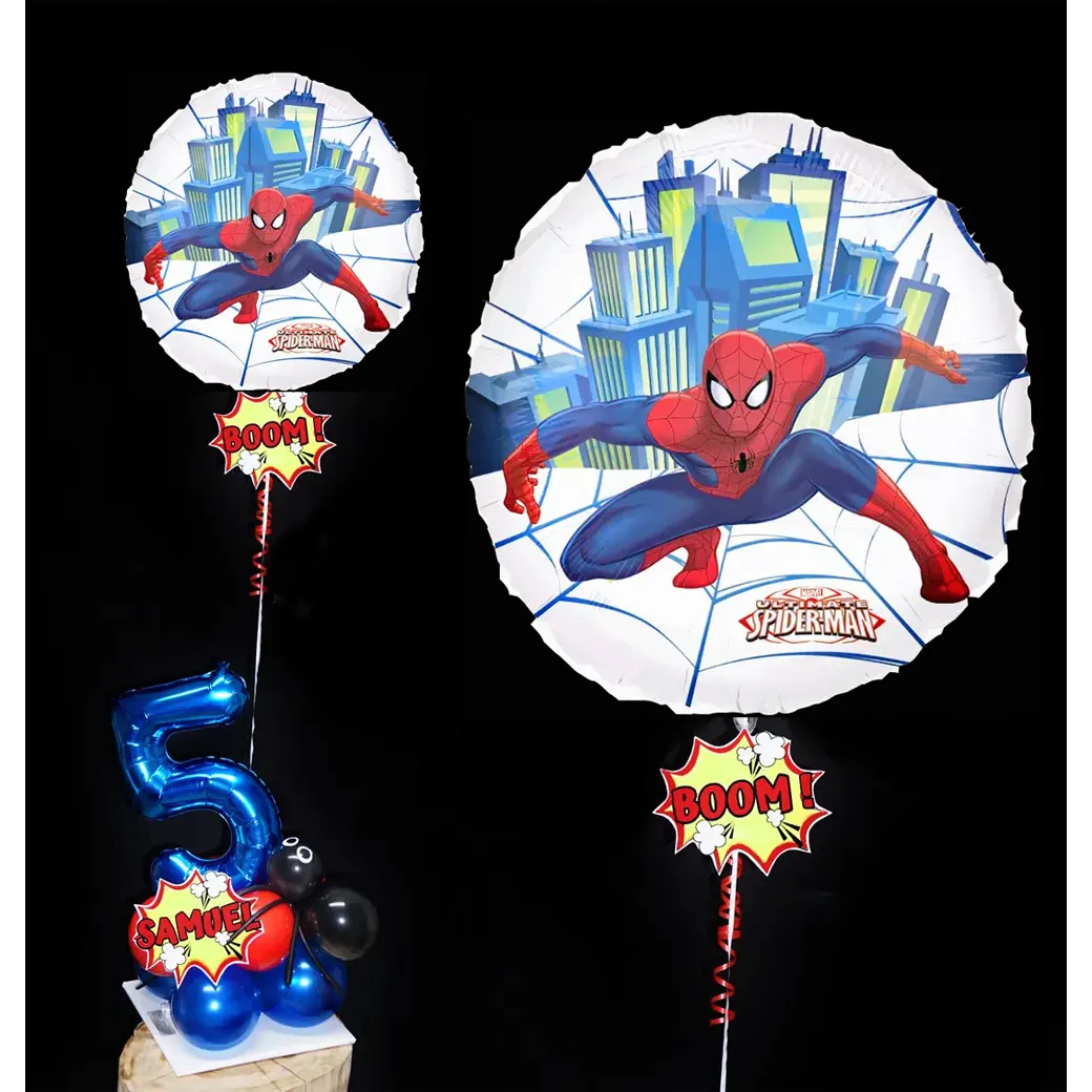 Helium Bubble mit Zahl "Spiderman" (personalisiert)