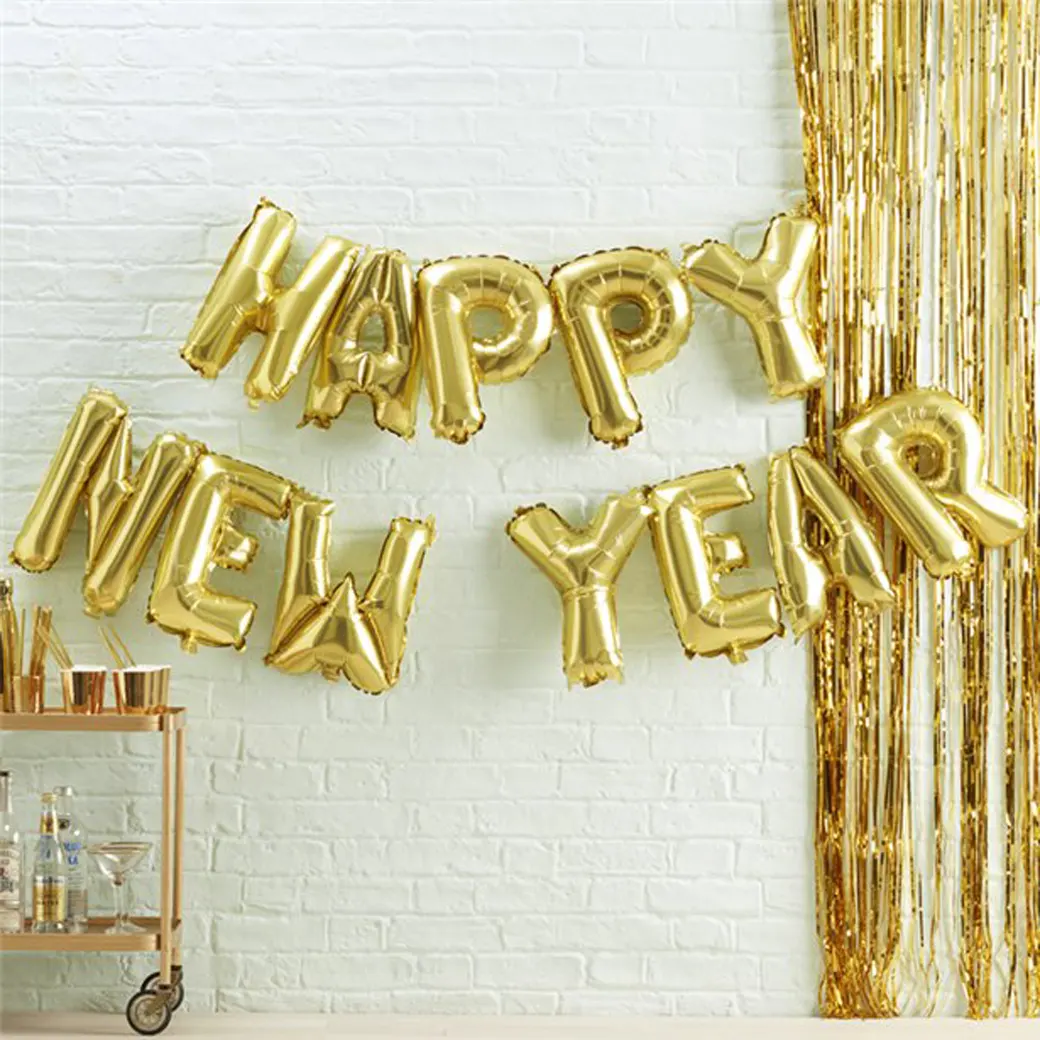 SONDERPOSTEN: Ballon Buchstaben Schriftzug "HAPPY NEW YEAR" Silvester Neujahr gold