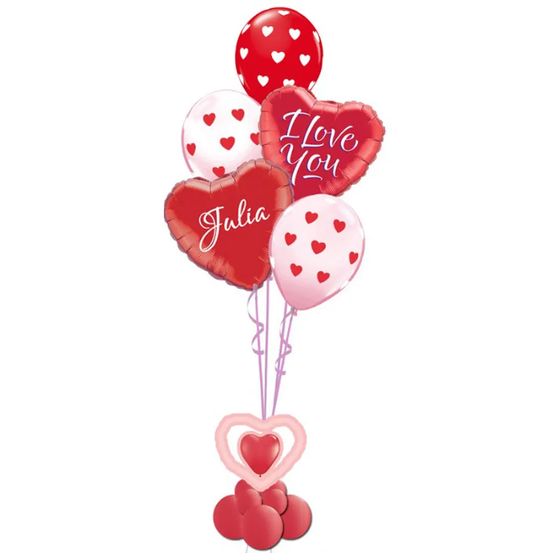 Herzchen-Luftballon-Bouquet personalisiert