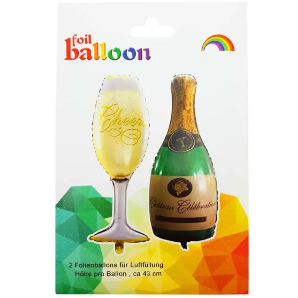 Sektflasche Flasche + Glas - Folienballons