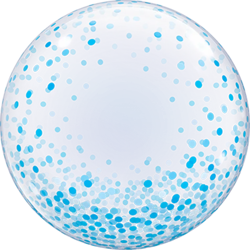 Deco Bubble-Ballon mit blauem Konfetti, ideal für festliche Dekorationen bei Geburtstagsfeiern oder anderen besonderen Anlässen.