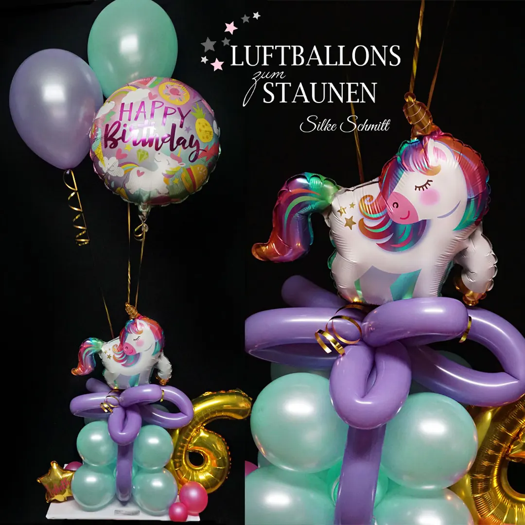Luftballon Geschenk zum Motto-Geburtstag: Fee-, Einhorn- oder Meerjungfrauen-Party