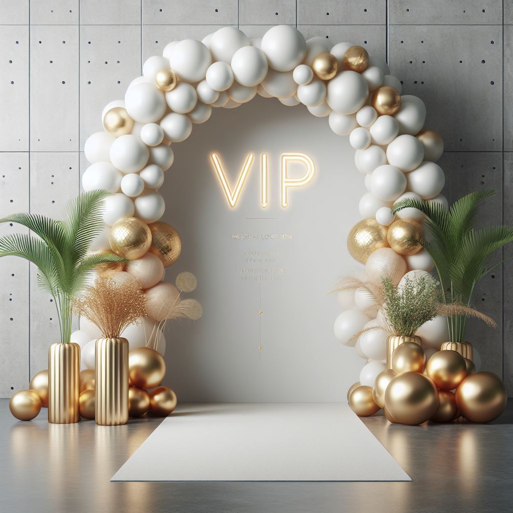 Exklusiver Ballonbogen als Fotohintergrund für eine VIP-Veranstaltung