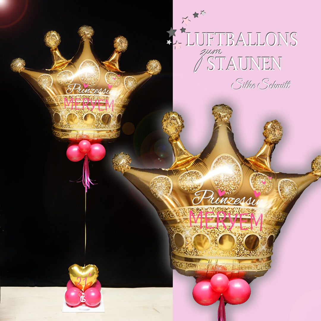 Ballon-Geschenk für Kindergeburtstag & Mottoparty mit Krone