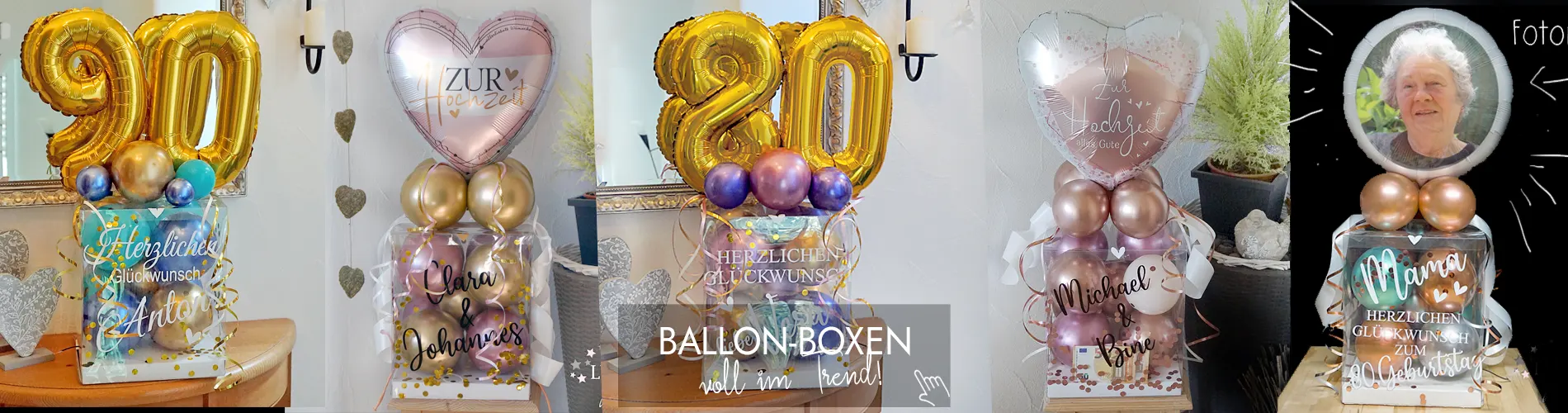 Verschiedene Ballonboxen für besondere Anlässe