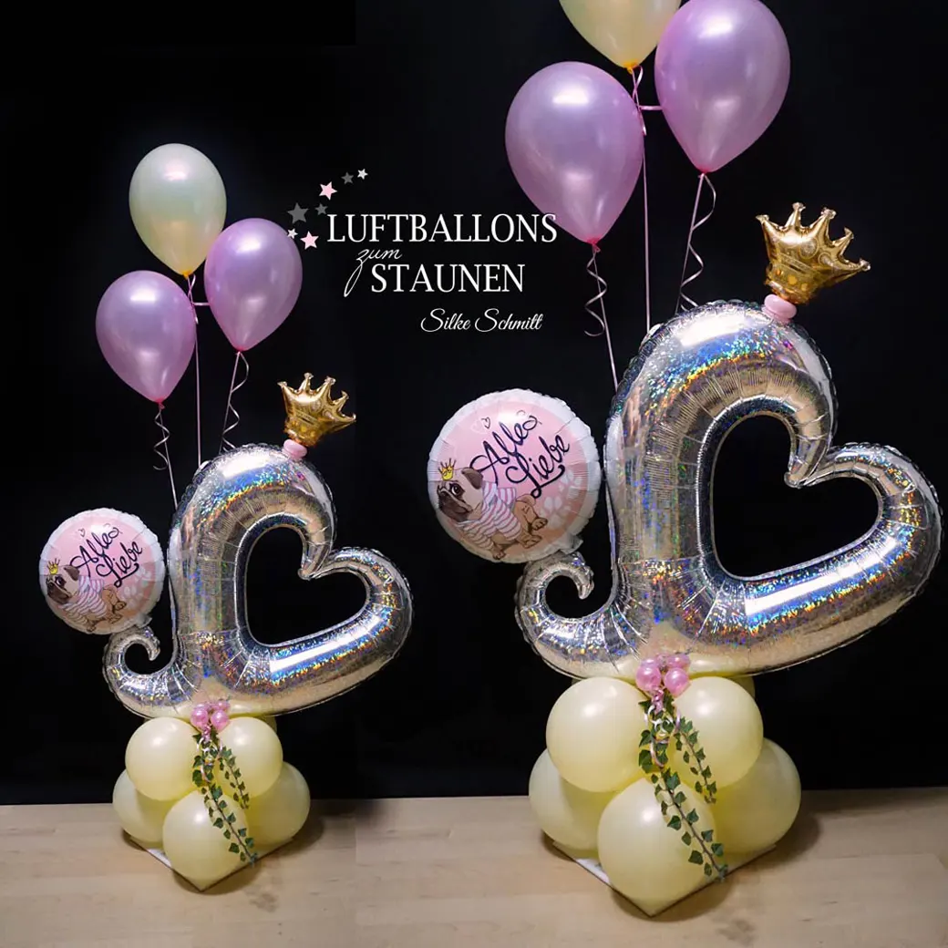 zauberhaftes Ballongeschenk für Mädchen mit Herz und Krone