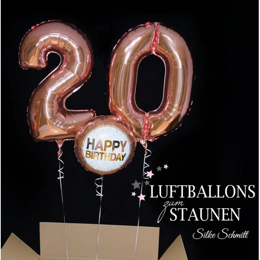 Ballon Zahlen mit Happy Birthday Gruß