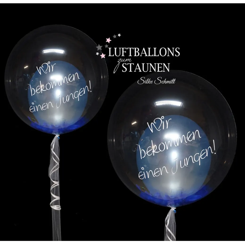 Personalisierter Bubble-Ballon zur Geburt, perfekt als individuelles Geschenk mit dem Namen des Babys.