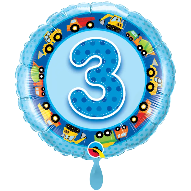 Folienballon zum 3. Geburtstag eines Jungen in blau Auto