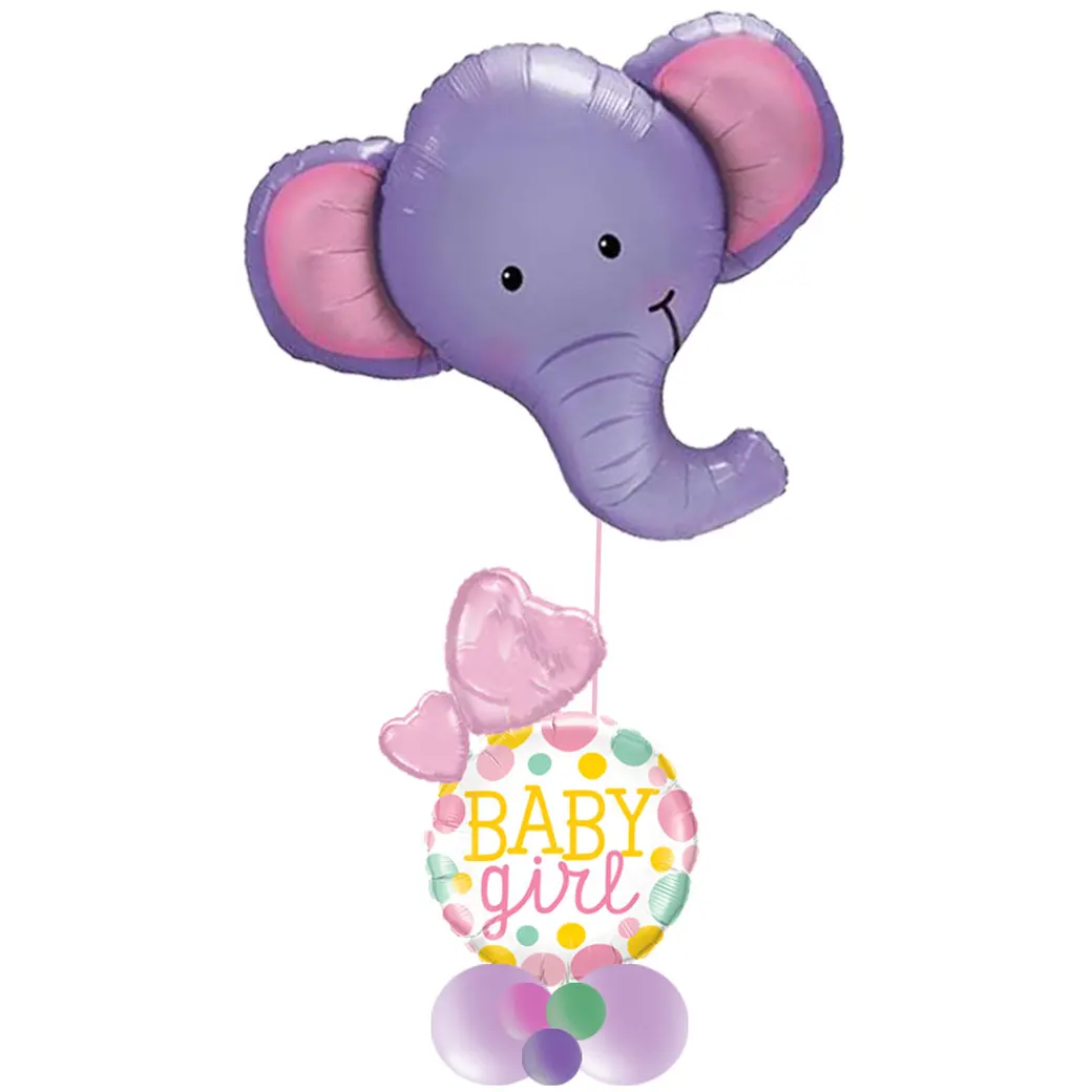 Niedlicher Folienballon in Form eines Baby-Elefanten, ideal als Dekoration zur Geburt oder Babyshower.