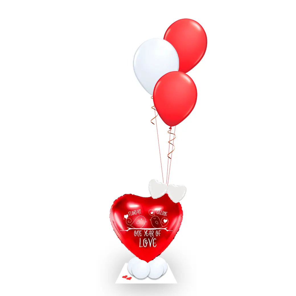 Ballon - Geschenk: "ONE YEAR OF LOVE" - Vögelchen