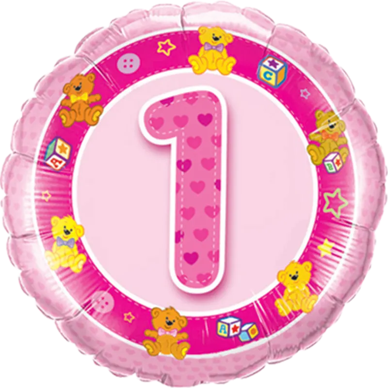 Geburtstag-Zahl: 1 Teddy Bär pink