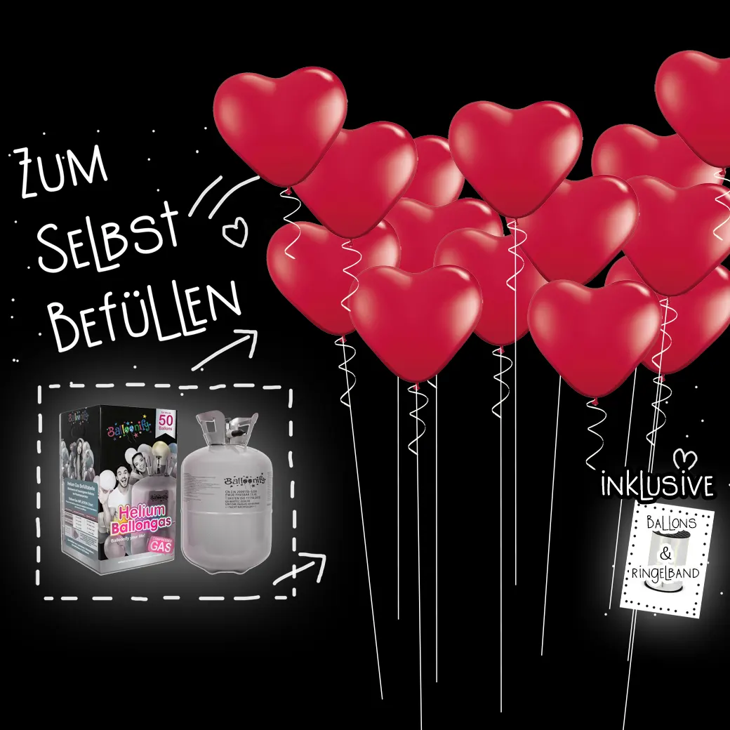 PARTY-SET (Helium/Ballongas + Luftballons): HOCHZEIT