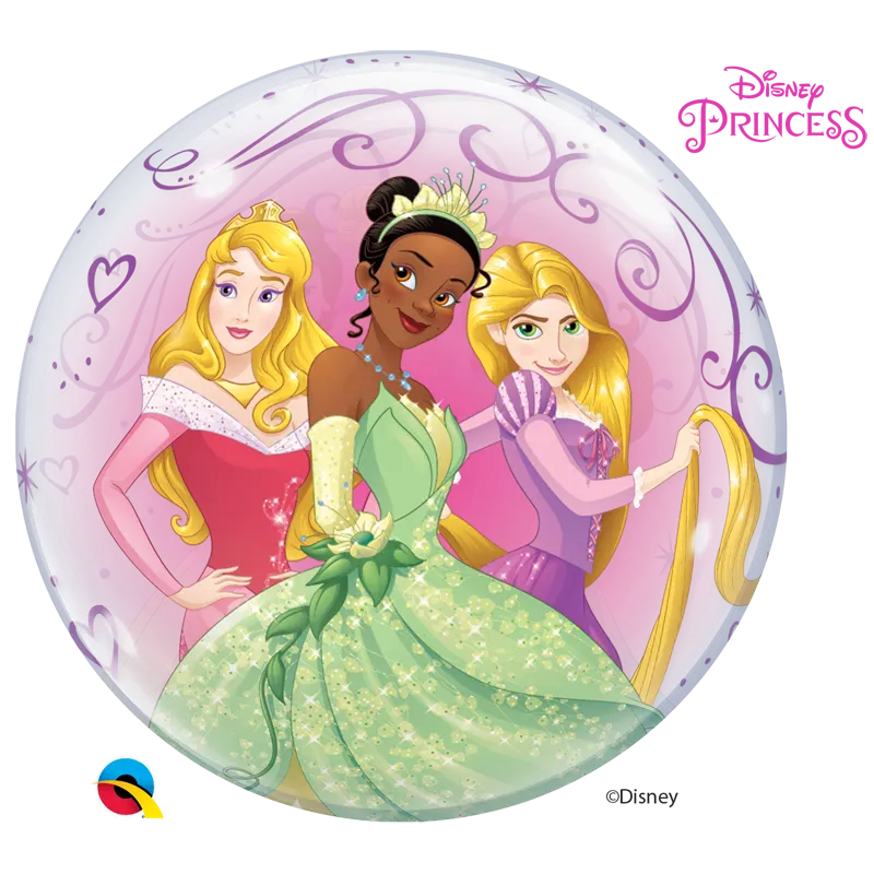 Zauberhafter Motiv-Bubble-Ballon mit Disney-Prinzessinnen, ideal für Kindergeburtstagsfeiern oder Prinzessinnen-Mottopartys.